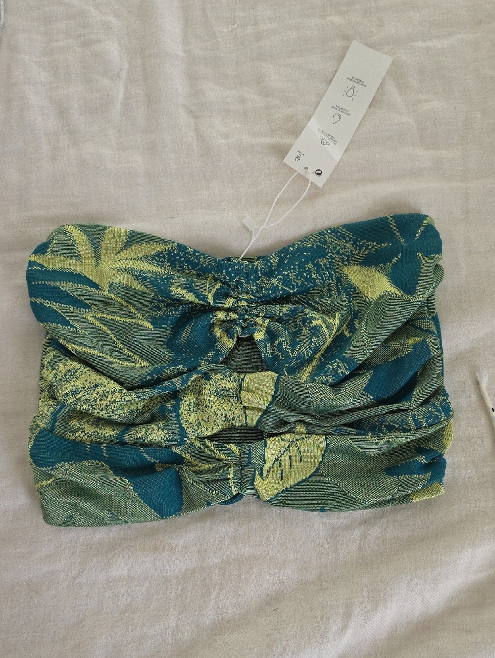 Zara Green and Lime Leaf Bandeau Top